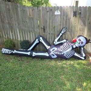 10FT Skeleton Giant Lying Halloween Blow Up Inflatable Decoration with LED Light